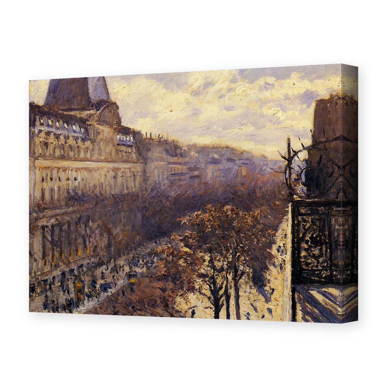 Gustave Caillebotte's 'Boulevard des Italiens' painting reproduced as a gallery-wrapped canvas print