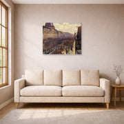 Gallery-wrapped canvas print of Gustave Caillebotte's Boulevard des Italiens displayed on a wall in a living room