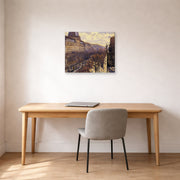 Gallery-wrapped canvas print of Gustave Caillebotte's Boulevard des Italiens displayed on a wall in a office