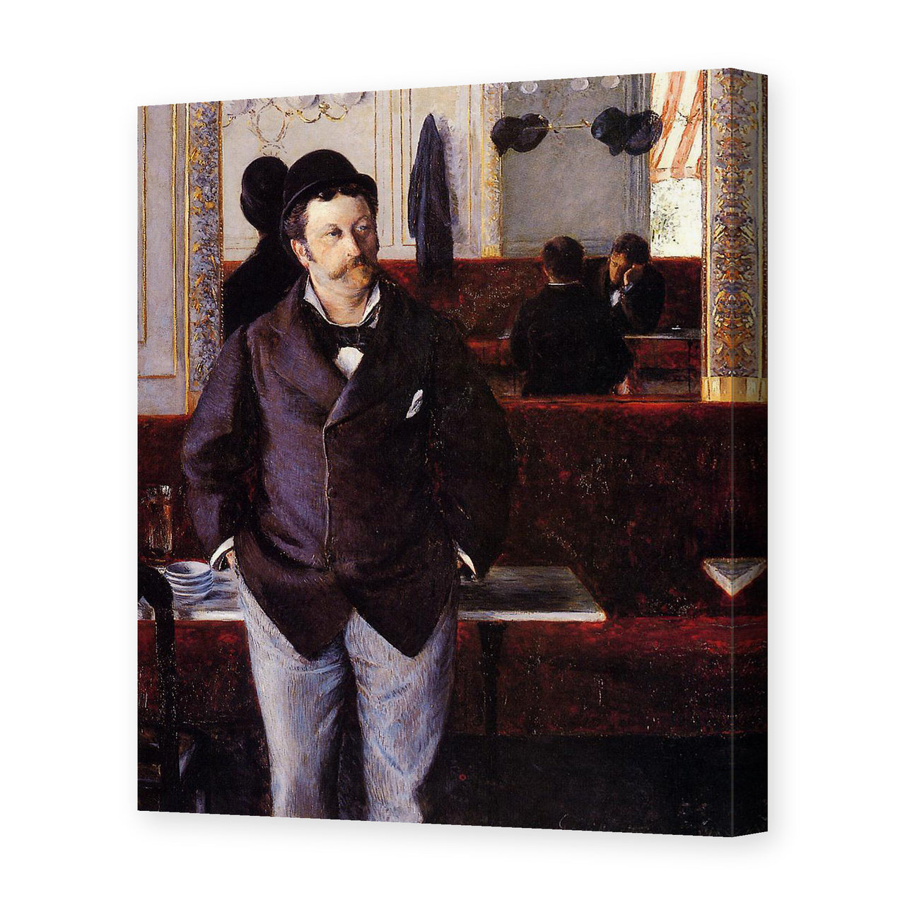 Gustave Caillebotte's 'Dans un café' painting reproduced as a gallery-wrapped canvas print