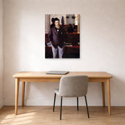 Gallery-wrapped canvas print of Gustave Caillebotte's Dans un café displayed on a wall in a office