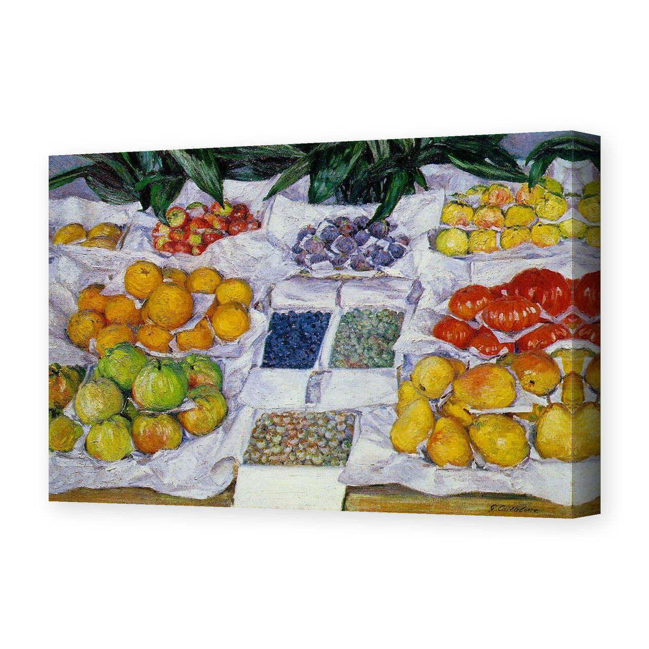 Gustave Caillebotte's 'Fruits sur un étalage' painting reproduced as a gallery-wrapped canvas print