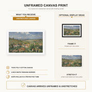 Gustave Caillebotte - L'Hermitage in Summer Pontoise canvas print size comparison and framing display infographic