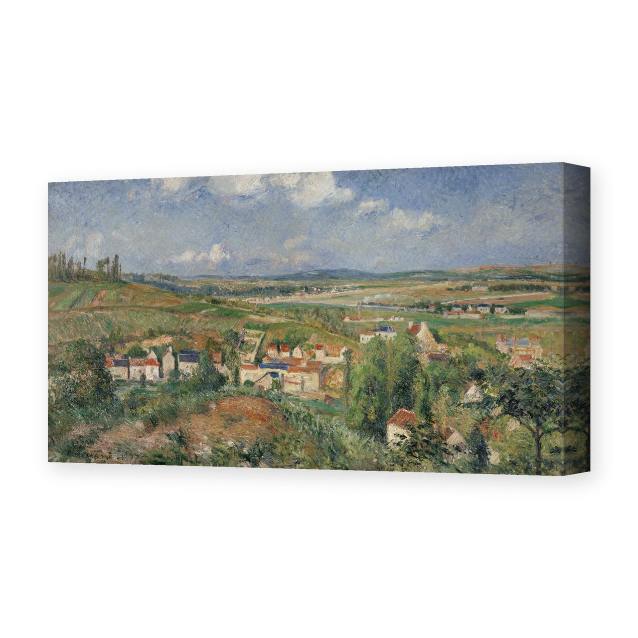 Gustave Caillebotte's 'L'Hermitage in Summer Pontoise' painting reproduced as a gallery-wrapped canvas print