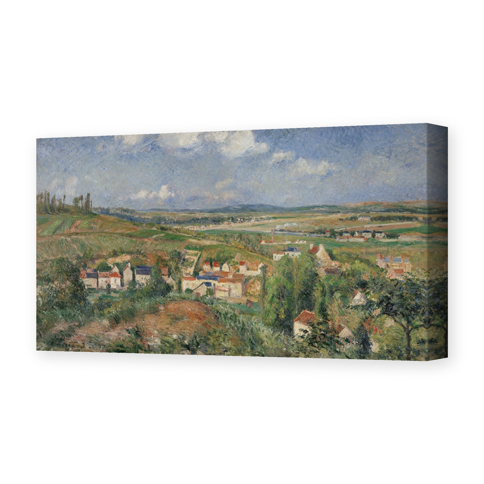 Gustave Caillebotte's 'L'Hermitage in Summer Pontoise' painting reproduced as a gallery-wrapped canvas print