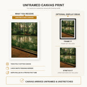 Gustave Caillebotte - L'Yerres, pluie canvas print size comparison and framing display infographic