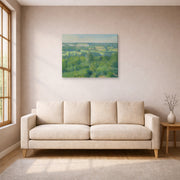 Gallery-wrapped canvas print of Gustave Caillebotte's La Vallée De L'yerres displayed on a wall in a living room