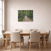 Gallery-wrapped canvas print of Gustave Caillebotte's Le Parc Monceau displayed on a wall in a dining
