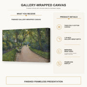 Gustave Caillebotte - Le Parc Monceau gallery wrap canvas construction and hanging details infographic