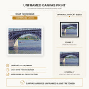 Gustave Caillebotte - Le Pont D Argenteuil Et La Seine canvas print size comparison and framing display infographic
