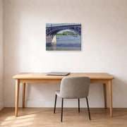 Gallery-wrapped canvas print of Gustave Caillebotte's Le Pont D Argenteuil Et La Seine displayed on a wall in a office