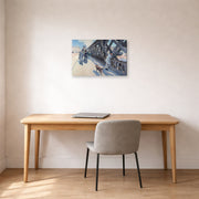 Gallery-wrapped canvas print of Gustave Caillebotte's Le Pont de l'Europe displayed on a wall in a office