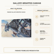 Gustave Caillebotte - Le Pont de l'Europe gallery wrap canvas construction and hanging details infographic