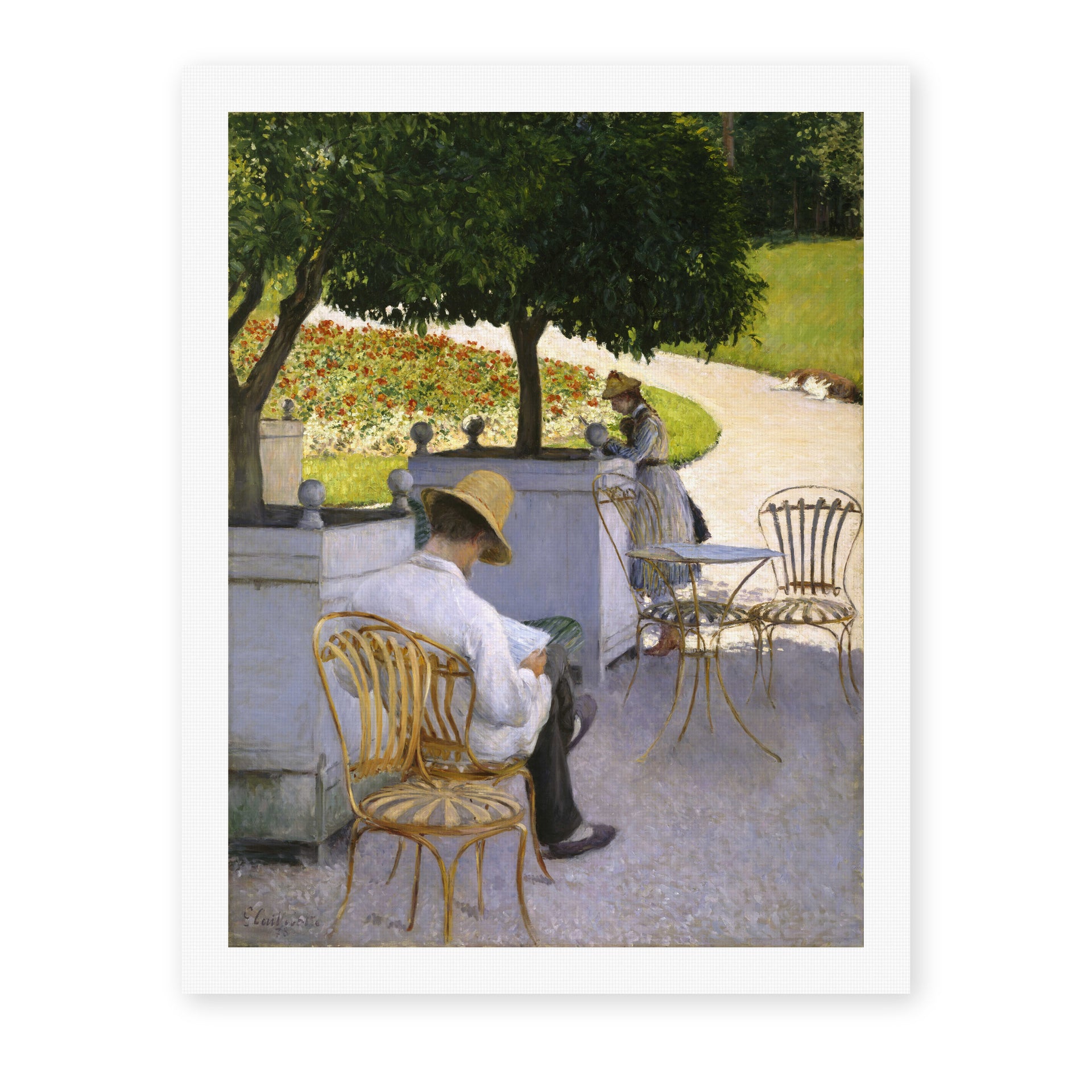 Gustave Caillebotte's 'Les orangers' painting reproduced as a rolled canvas print