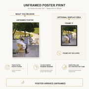 Gustave Caillebotte - Les orangers poster print size comparison and framing display infographic