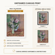 Gustave Caillebotte - Lilas Et Pivoines Dans Deux Vases canvas print size comparison and framing display infographic
