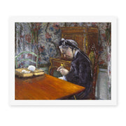 Gustave Caillebotte's 'Mademoiselle Boissière Knitting' painting reproduced as a rolled canvas print