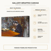 Gustave Caillebotte - Mademoiselle Boissière Knitting gallery wrap canvas construction and hanging details infographic