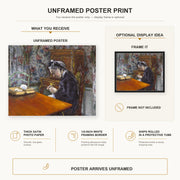Gustave Caillebotte - Mademoiselle Boissière Knitting poster print size comparison and framing display infographic