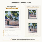 Gustave Caillebotte - Maisons À Argenteuil canvas print size comparison and framing display infographic