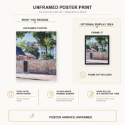 Gustave Caillebotte - Maisons À Argenteuil poster print size comparison and framing display infographic
