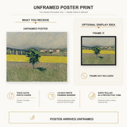 Gustave Caillebotte - Terrain et Pont d Argenteuil poster print size comparison and framing display infographic