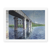 Gustave Caillebotte's 'The Seine and the Railroad Bridge at Argenteuil' painting reproduced as a rolled canvas print