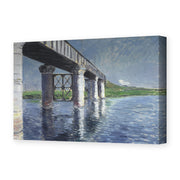 Gustave Caillebotte's 'The Seine and the Railroad Bridge at Argenteuil' painting reproduced as a gallery-wrapped canvas print