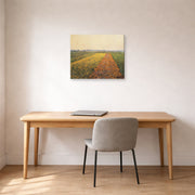 Gallery-wrapped canvas print of Gustave Caillebotte's The Yellow Fields at Gennevilliers displayed on a wall in a office