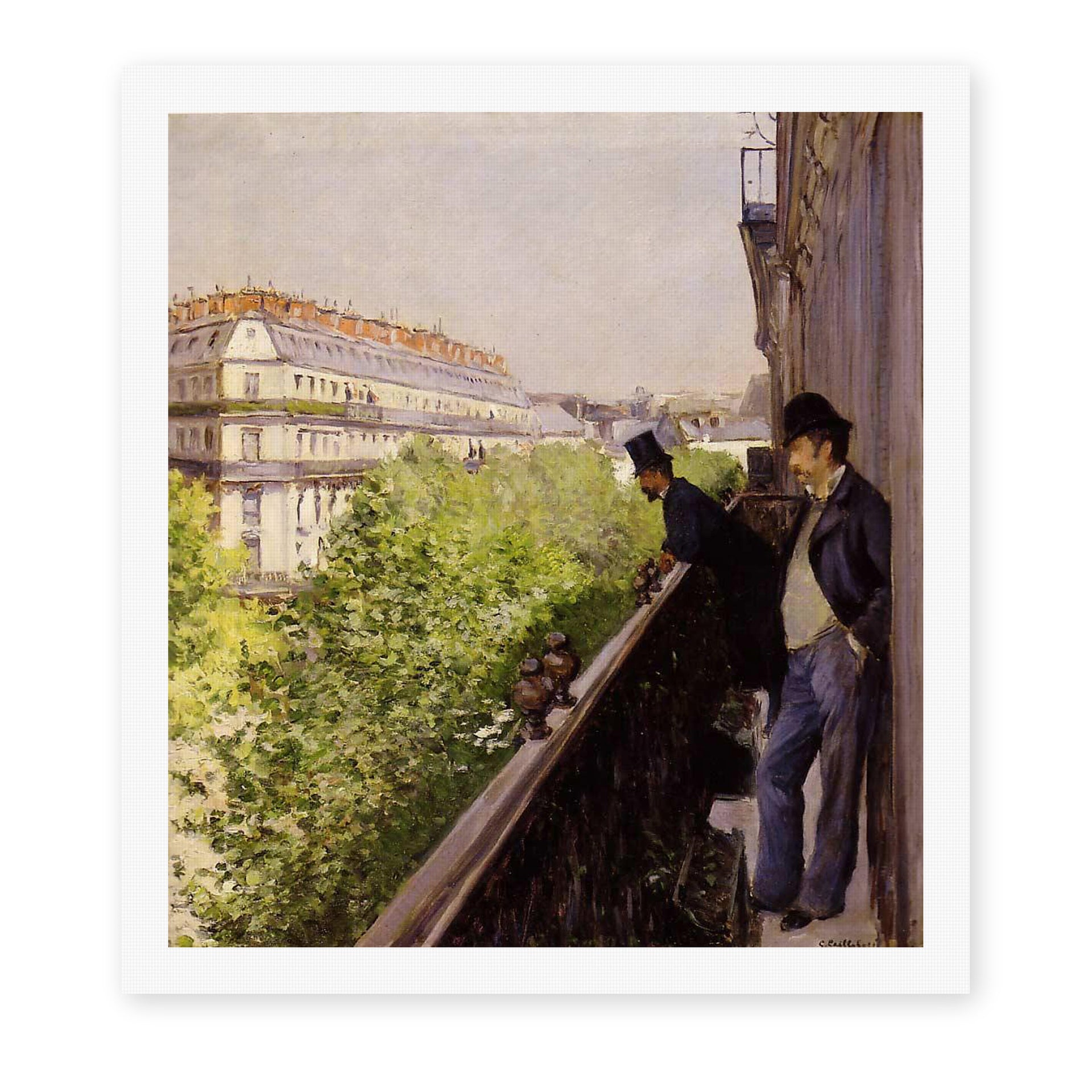 Gustave Caillebotte's 'Un balcon' painting reproduced as a rolled canvas print