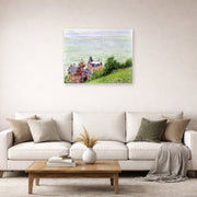 Unframed poster print of Gustave Caillebotte's Villas à Trouville displayed on a wall in a living room