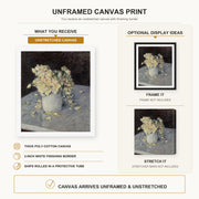 Gustave Caillebotte - Yellow Roses in a Vase canvas print size comparison and framing display infographic