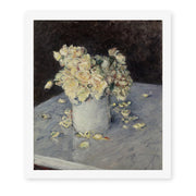 Gustave Caillebotte's 'Yellow Roses in a Vase' painting reproduced as a rolled canvas print
