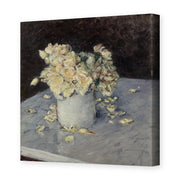 Gustave Caillebotte's 'Yellow Roses in a Vase' painting reproduced as a gallery-wrapped canvas print