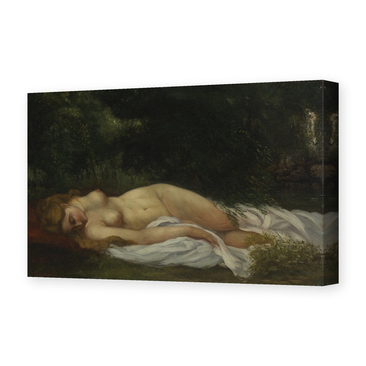 Gustave Courbet's 'Nu Couche' painting reproduced as a gallery-wrapped canvas print
