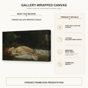 Gustave Courbet - Nu Couche gallery wrap canvas construction and hanging details infographic