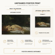 Gustave Courbet - Nu Couche poster print size comparison and framing display infographic