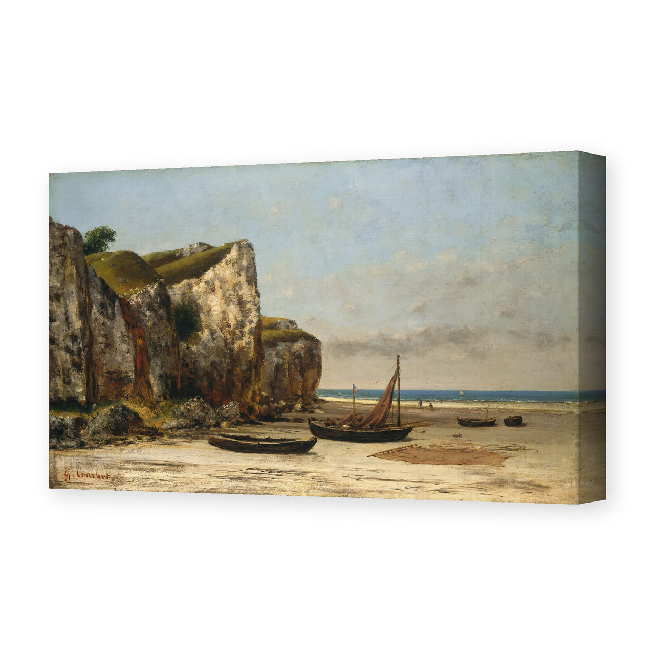 Gustave Courbet's 'Plage de Normandie' painting reproduced as a gallery-wrapped canvas print