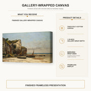 Gustave Courbet - Plage de Normandie gallery wrap canvas construction and hanging details infographic