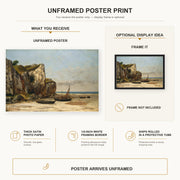 Gustave Courbet - Plage de Normandie poster print size comparison and framing display infographic