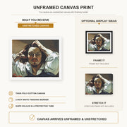 Gustave Courbet - Selfportrait (The Desperate Man) canvas print size comparison and framing display infographic