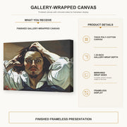 Gustave Courbet - Selfportrait (The Desperate Man) gallery wrap canvas construction and hanging details infographic