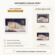 Gustave Courbet - Sleep canvas print size comparison and framing display infographic