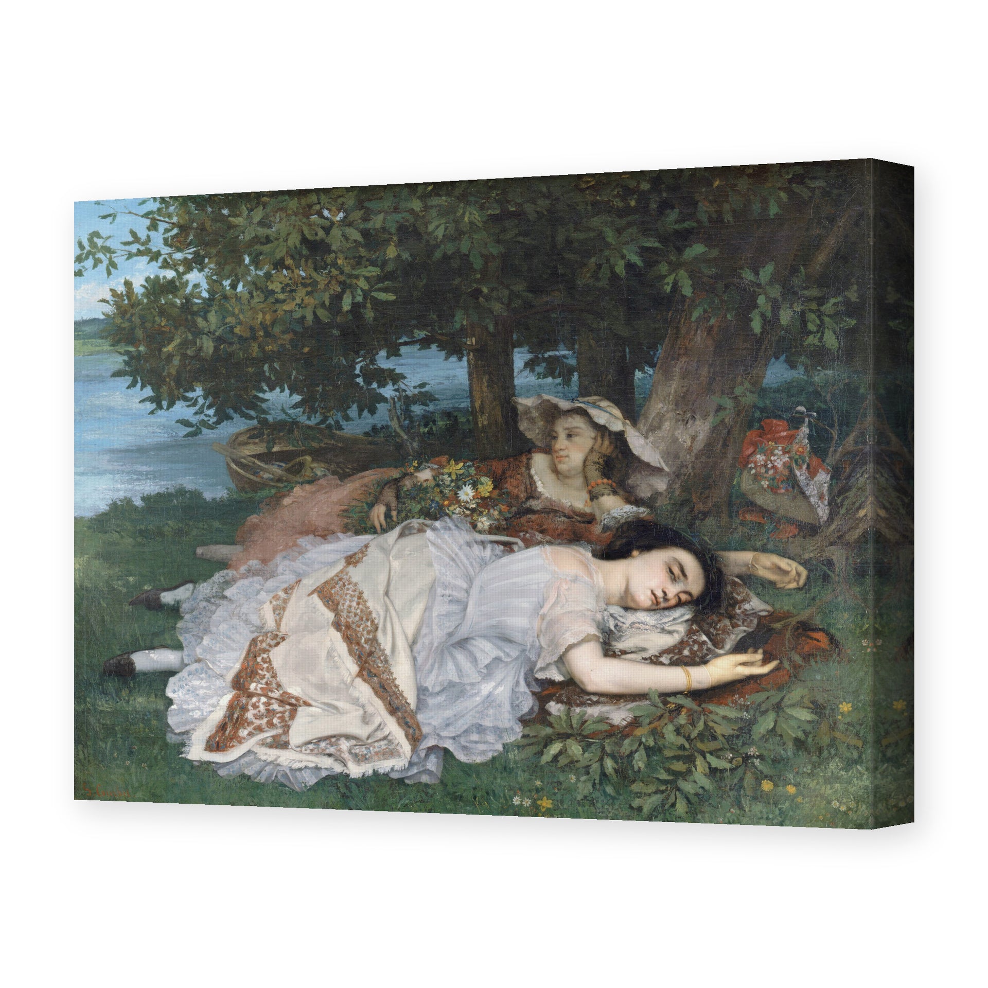 Gustave Courbet's 'The Uncompromising Emphasis on Density and Weight' painting reproduced as a gallery-wrapped canvas print