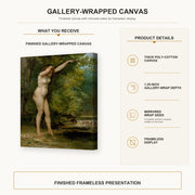 Gustave Courbet - The Young Bather gallery wrap canvas construction and hanging details infographic