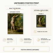 Gustave Courbet - The Young Bather poster print size comparison and framing display infographic