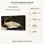 Gustave Courbet - Woman with a Parrot gallery wrap canvas construction and hanging details infographic
