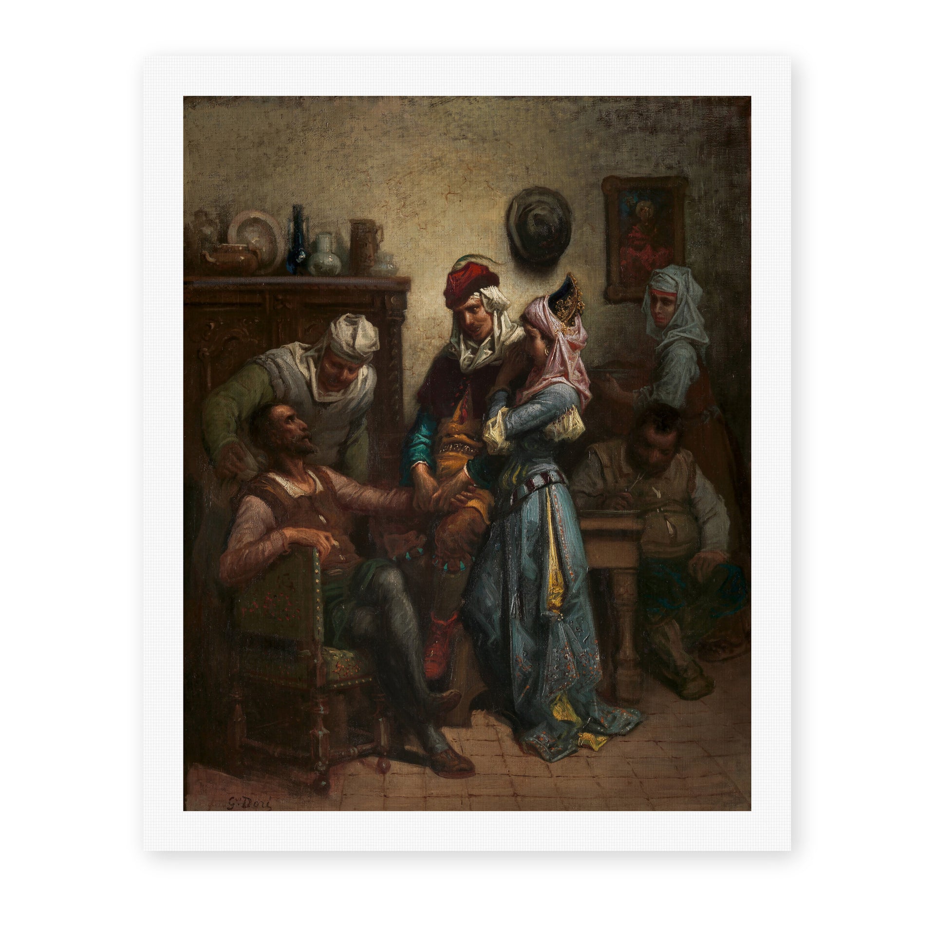 Gustave Dore - Don Quixote and Sancho Panza Entertained by Basil and Quiteria - canvas print hero