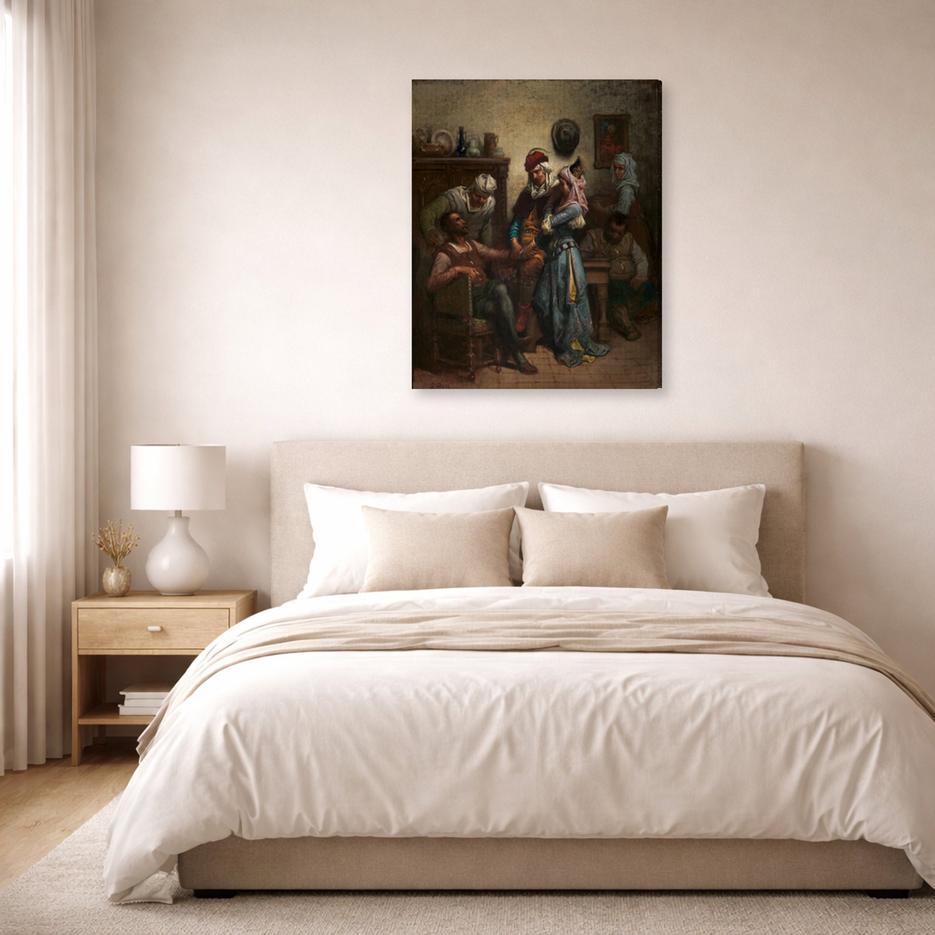 Gustave Dore - Don Quixote and Sancho Panza Entertained by Basil and Quiteria - gallery wrap lifestyle bedroom