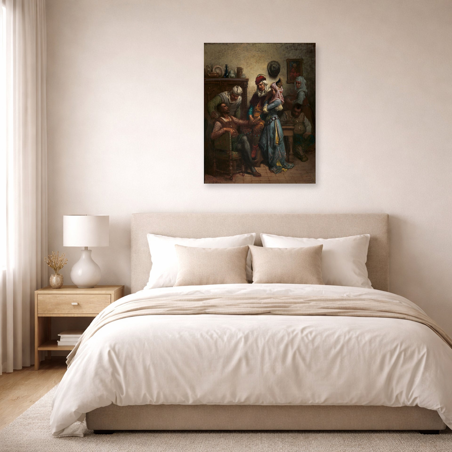 Gustave Dore - Don Quixote and Sancho Panza Entertained by Basil and Quiteria - poster print lifestyle bedroom unframed